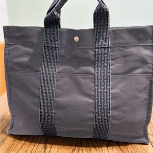 Hermes Black and Gray Herline tote